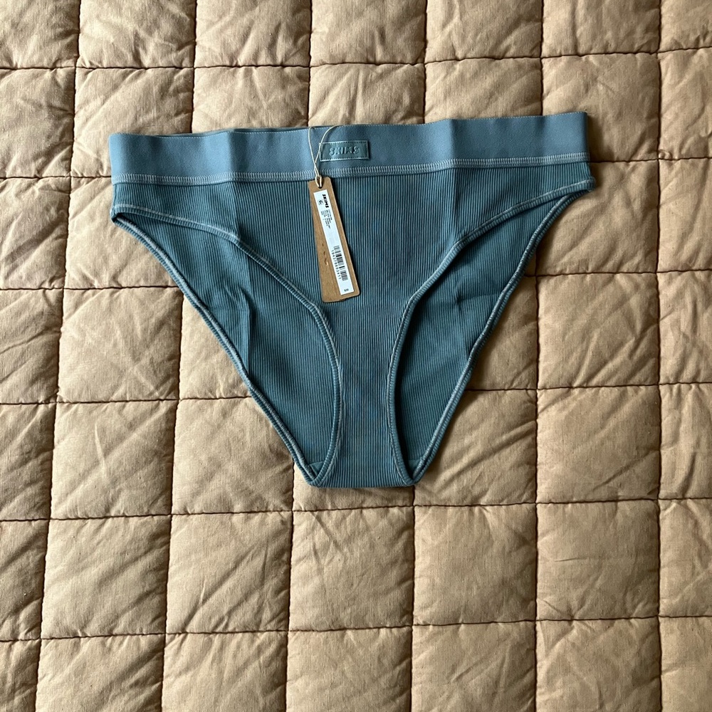 Skims Cotton Rib Mid Rise Brief - Kyanite - Large - Picture 3 of 7